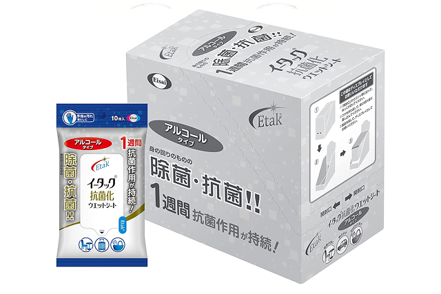 イータック抗菌化ウェットシート アルコール 10枚入×12個