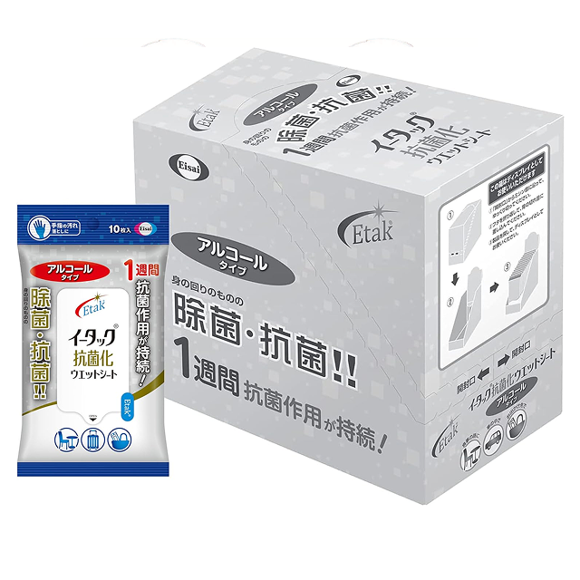 イータック抗菌化ウェットシートアルコール　１０枚Ｘ１２