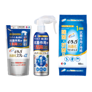 イータック抗菌化スプレーα+詰替＋ウエットS60枚入_ノンアルコールタイプ