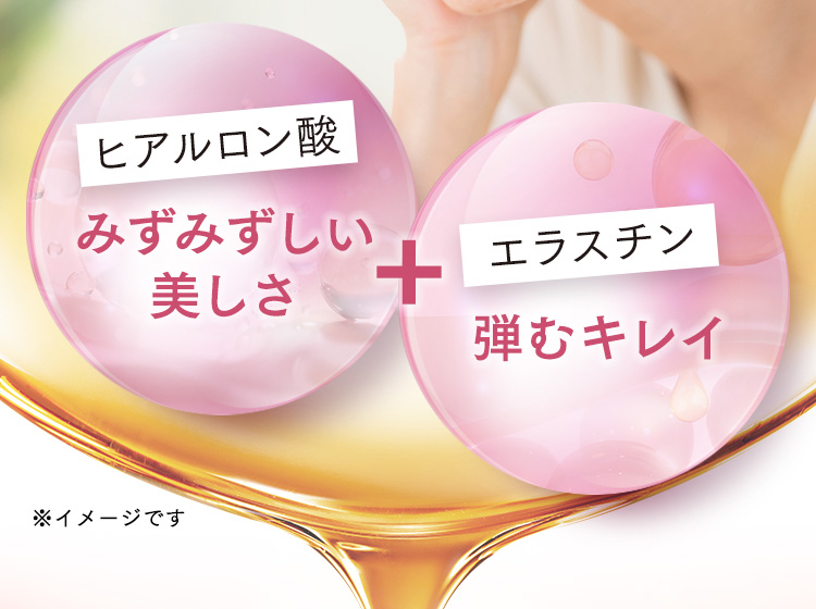 ヒアルロン酸 みずみずしい美しさ ＋ エラスチン 弾むキレイ ※イメージです