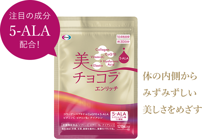 注目の成分5-ALA配合！ 体の内側からみずみずしい美しさをめざす