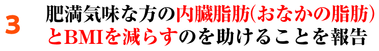 肥満気味な方の内臓脂肪とBMIを減らすのを助けることを報告